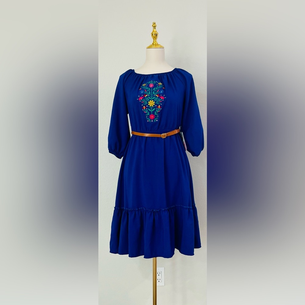 Blue Embroidered women Dress